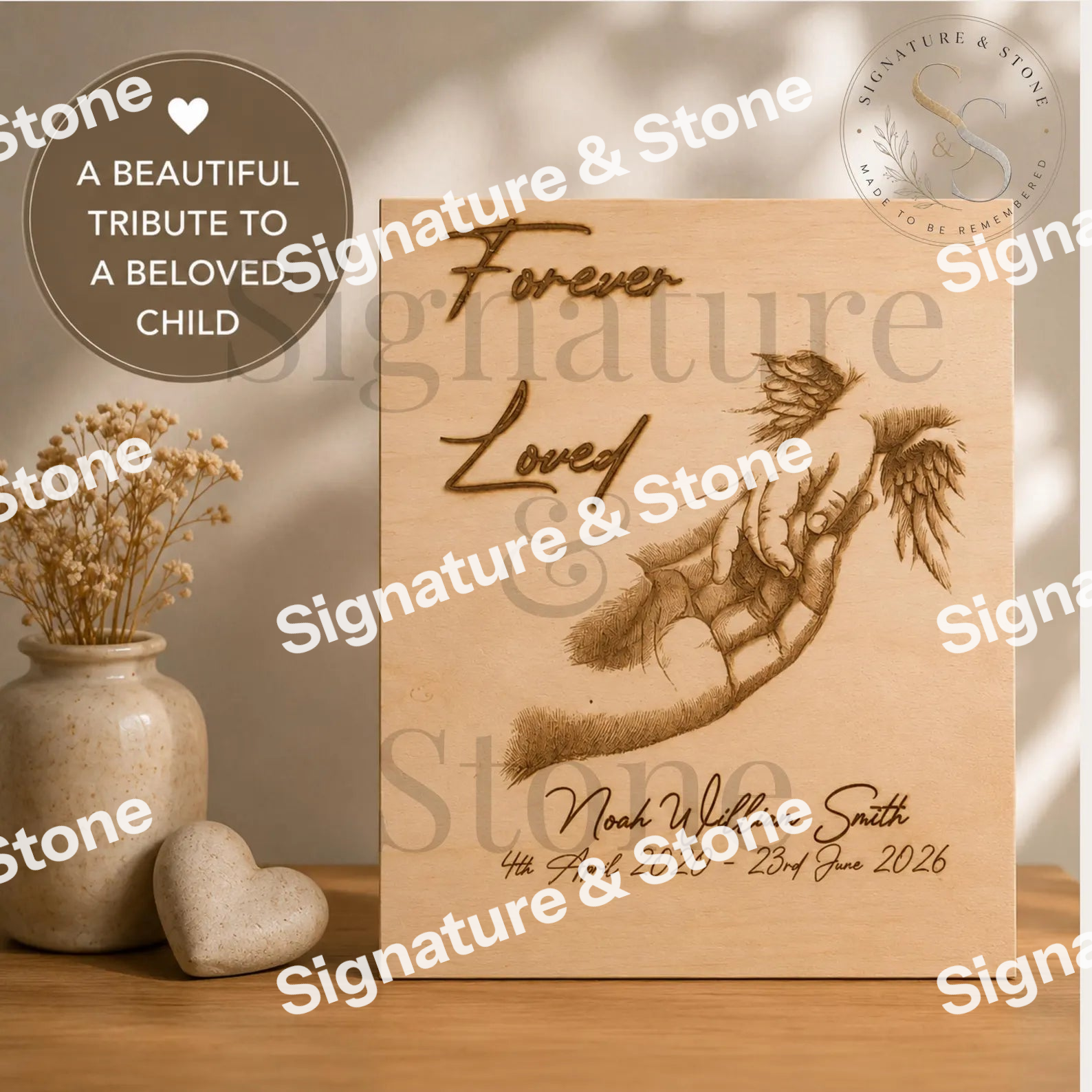 Personalised Baby Memorial Wooden Plaque, Angel Baby Remembrance Sign, Bereavement Gift
