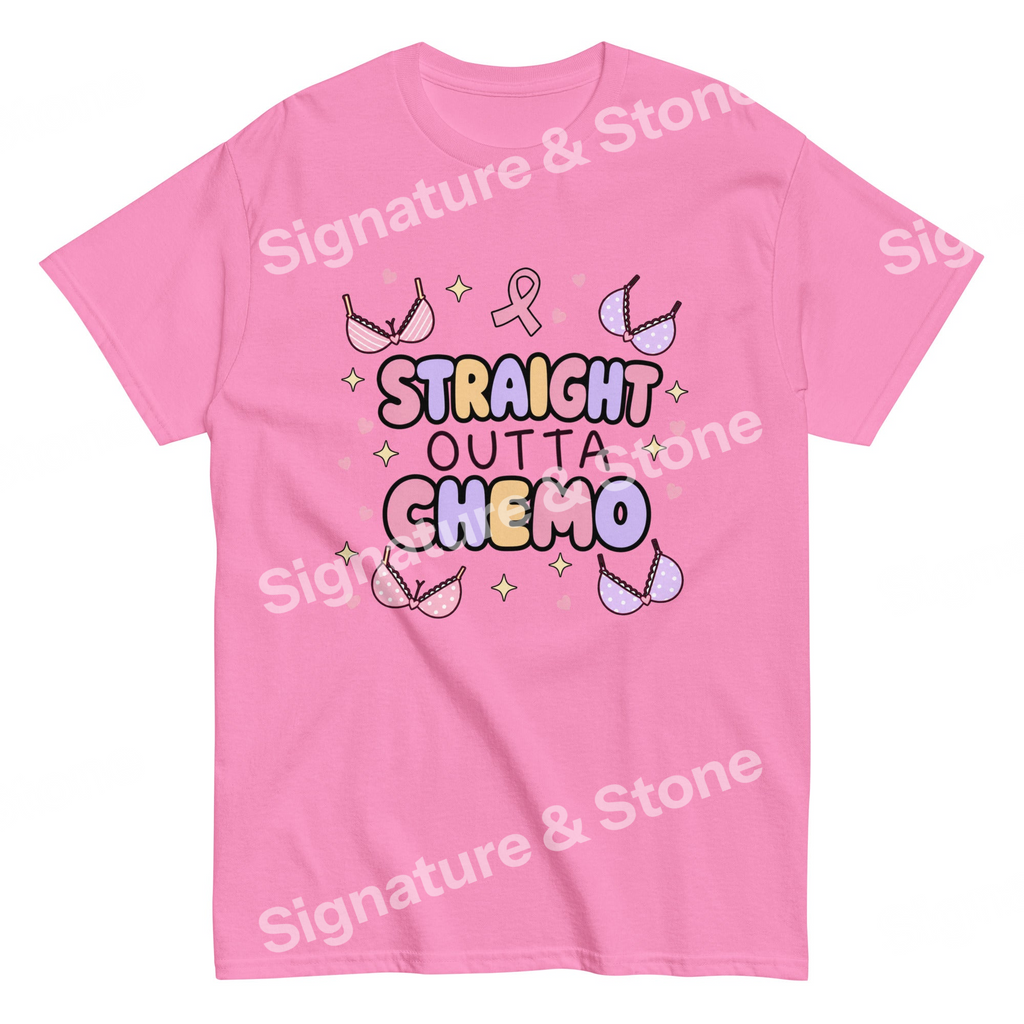 Watermarked - Straight Outta Chemo Funny Breast Cancer Survivor T Shirt