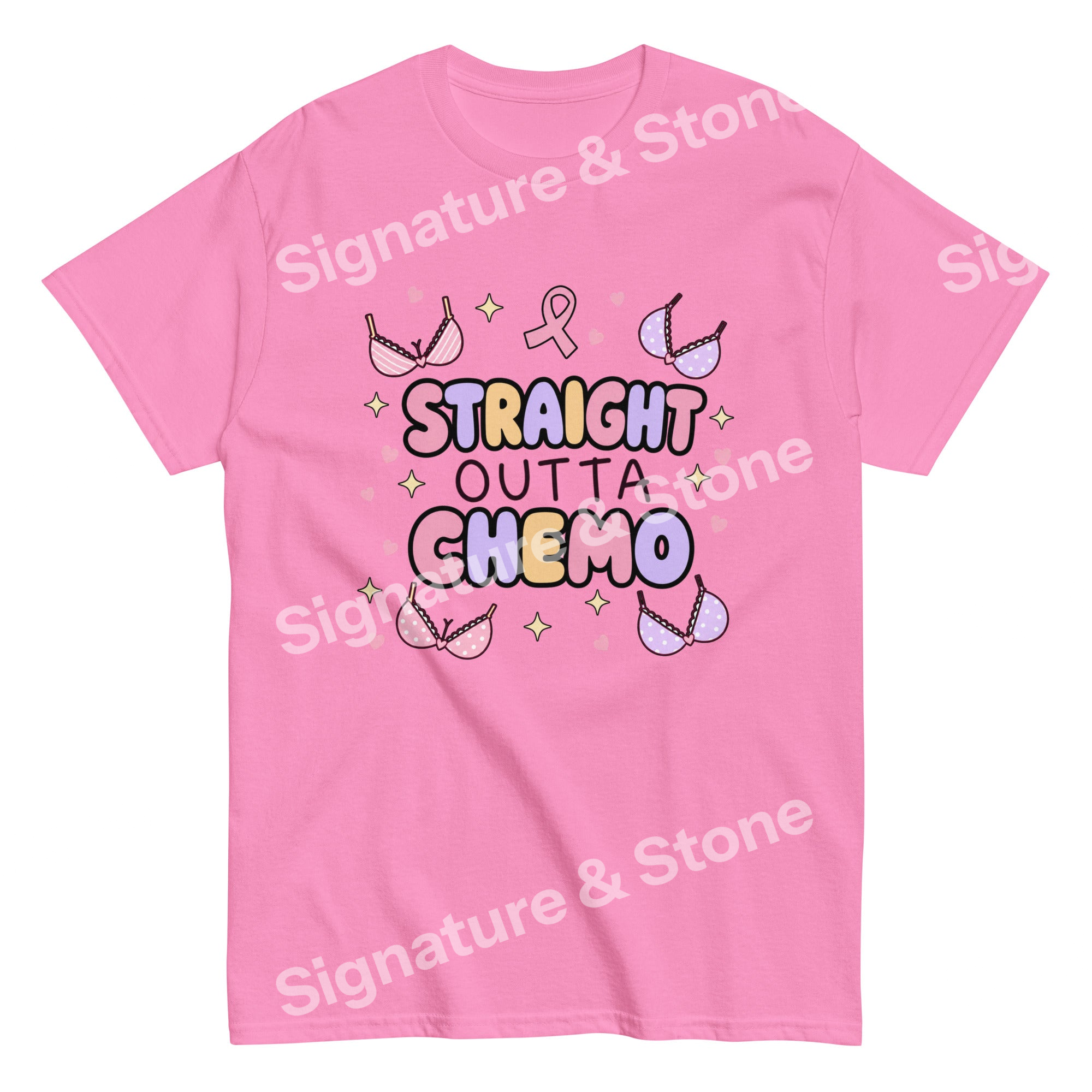 Watermarked - Straight Outta Chemo Funny Breast Cancer Survivor T Shirt