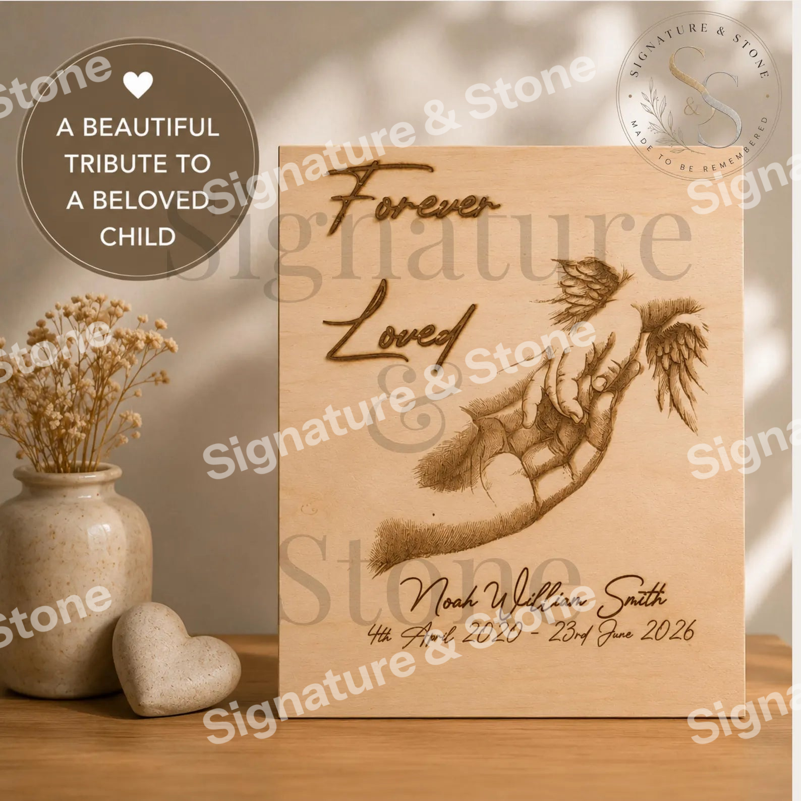 Personalised Baby Memorial Wooden Plaque, Angel Baby Remembrance Sign, Bereavement Gift