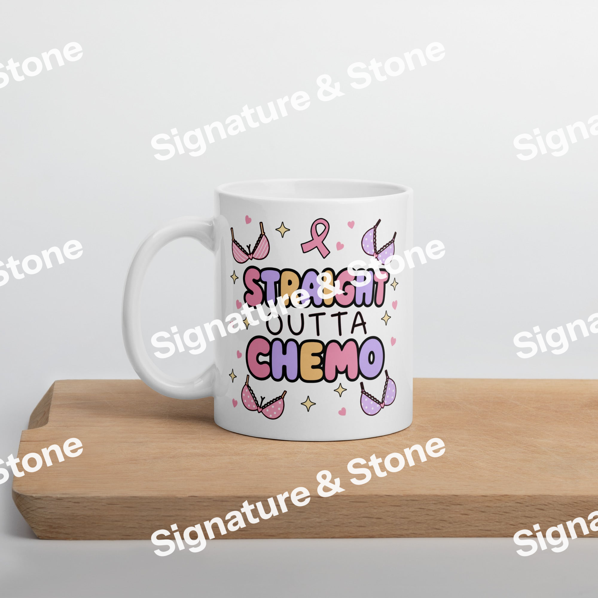 Watermarked - Straight Outta Chemo Funny Breast Cancer Survivor Coffee Mug