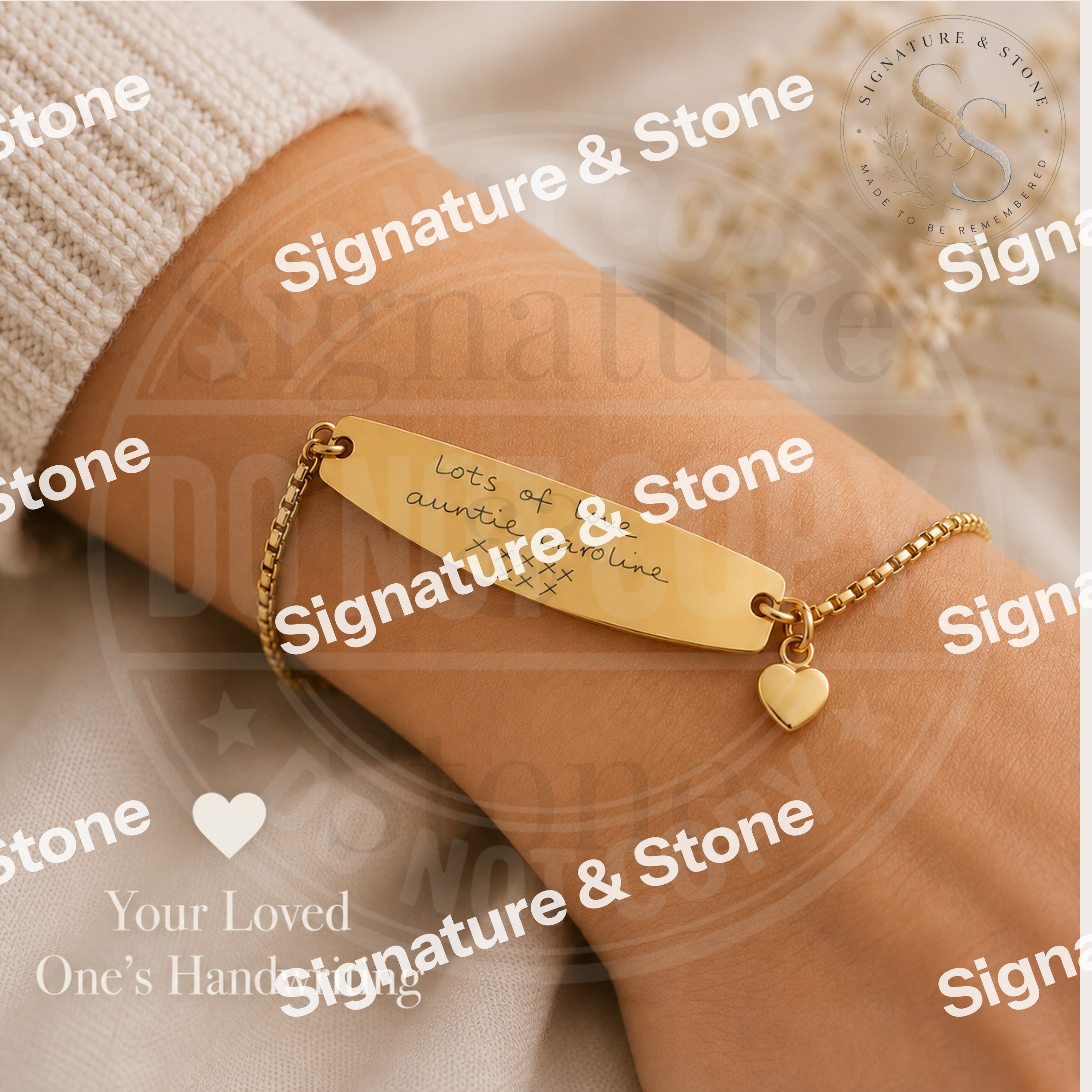 Custom Handwriting Bar Bracelet, Personalised Engraved Jewellery Gift