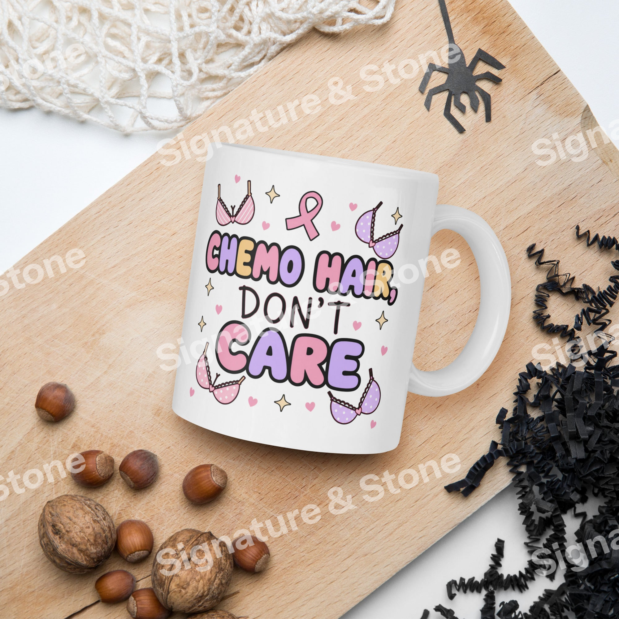 Watermarked - Chemo Hair Don't Care Breast Cancer Survivor Coffee Mug