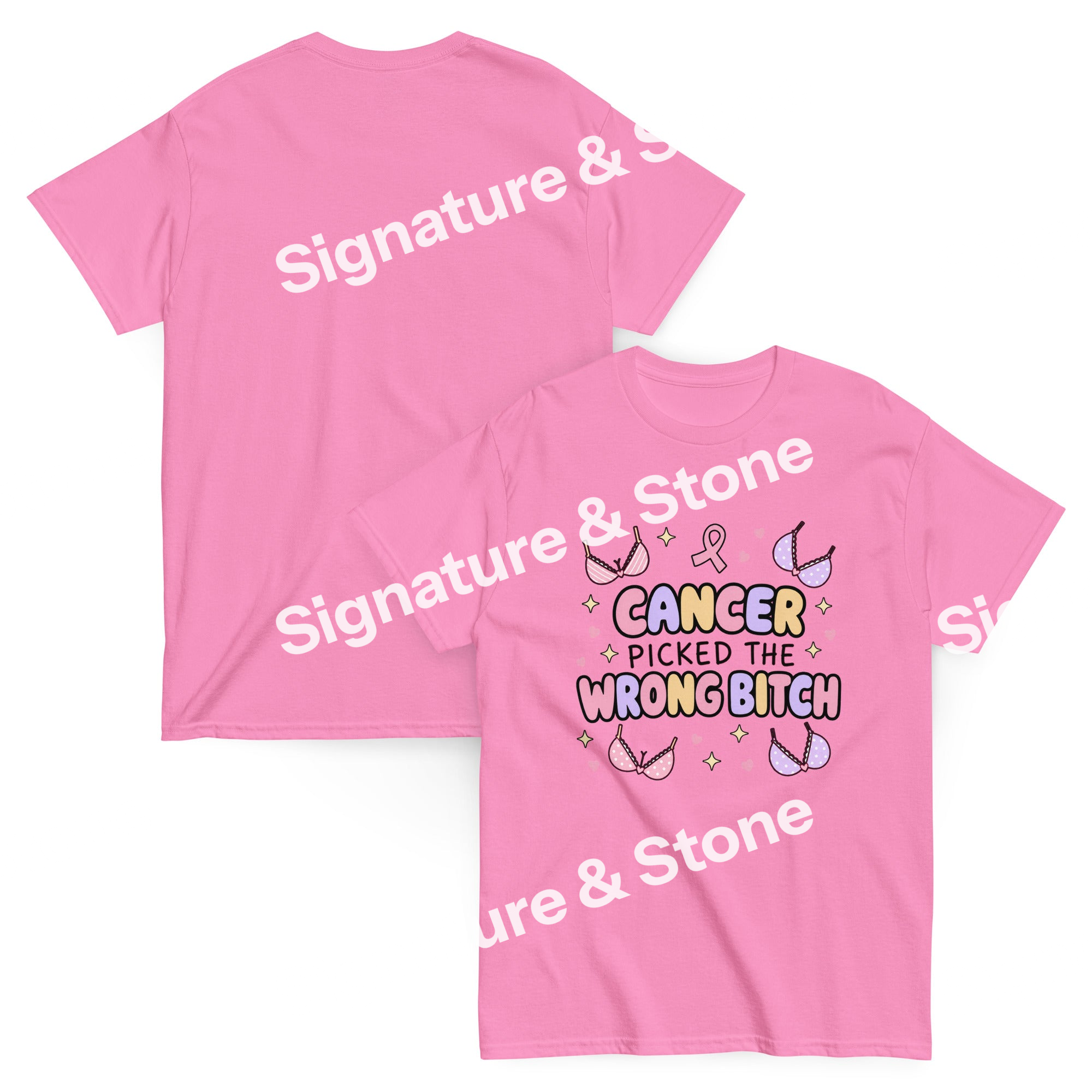 Cancer Picked the Wrong Bitch Funny Breast Cancer Survivor T Shirt