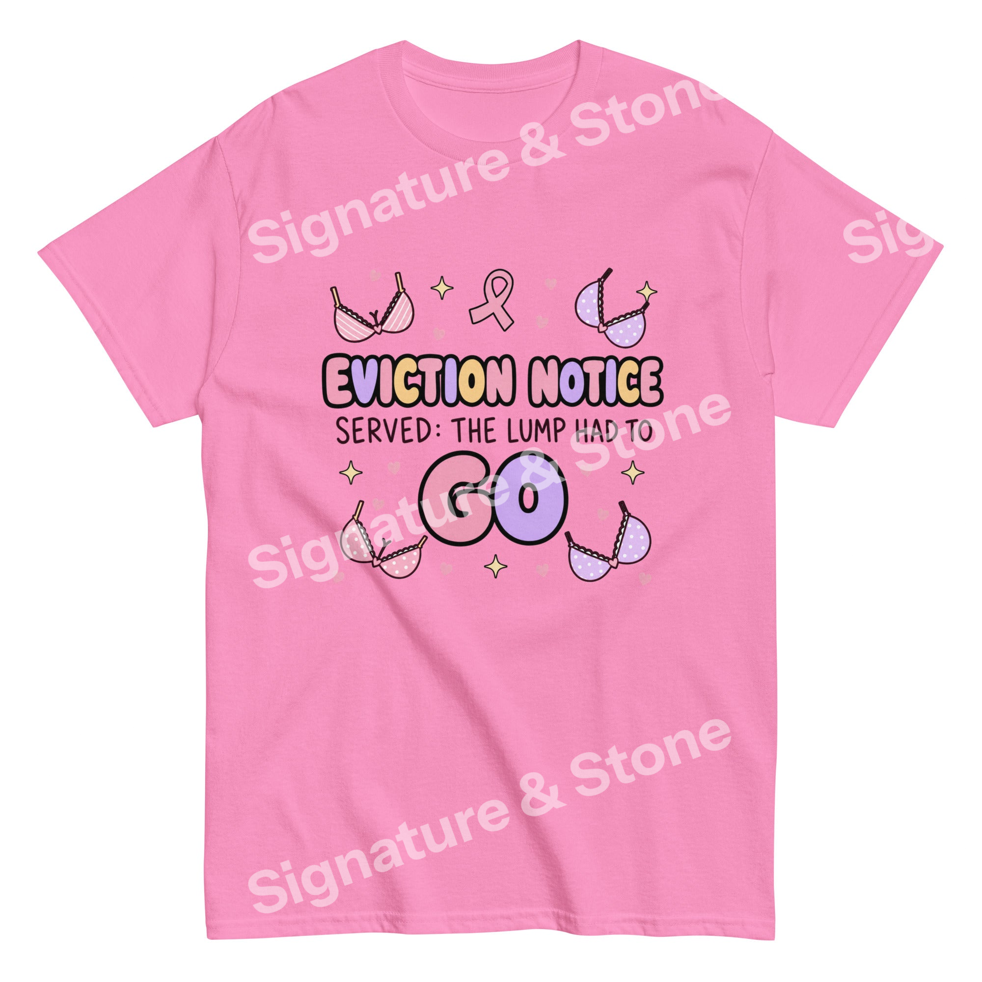 Watermarked - Eviction Notice The Lump Had to Go Funny Breast Cancer Survivor T Shirt