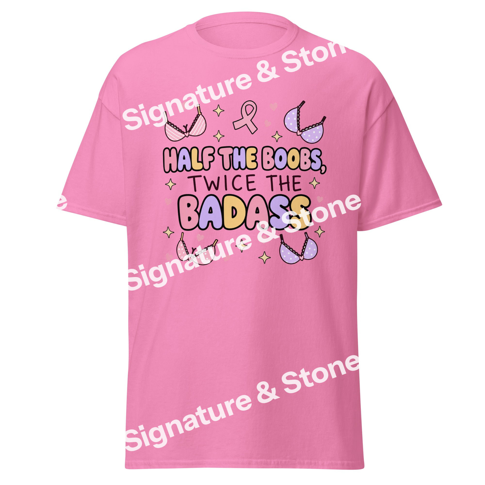 Half the Boobs Twice the Badass Funny Breast Cancer Survivor T Shirt