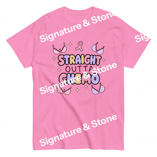 Watermarked - Straight Outta Chemo Funny Breast Cancer Survivor T Shirt