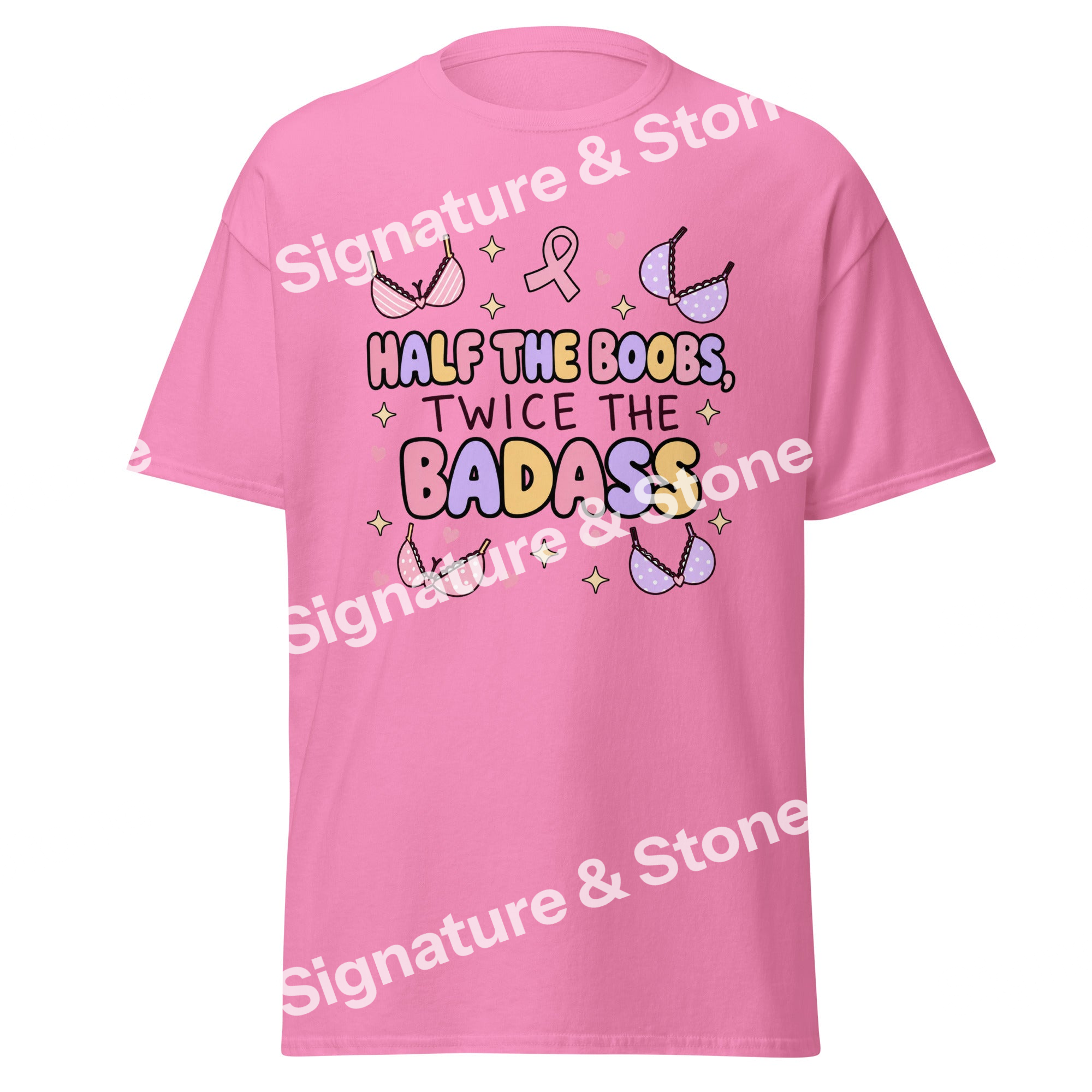 Half the Boobs Twice the Badass Funny Breast Cancer Survivor T Shirt