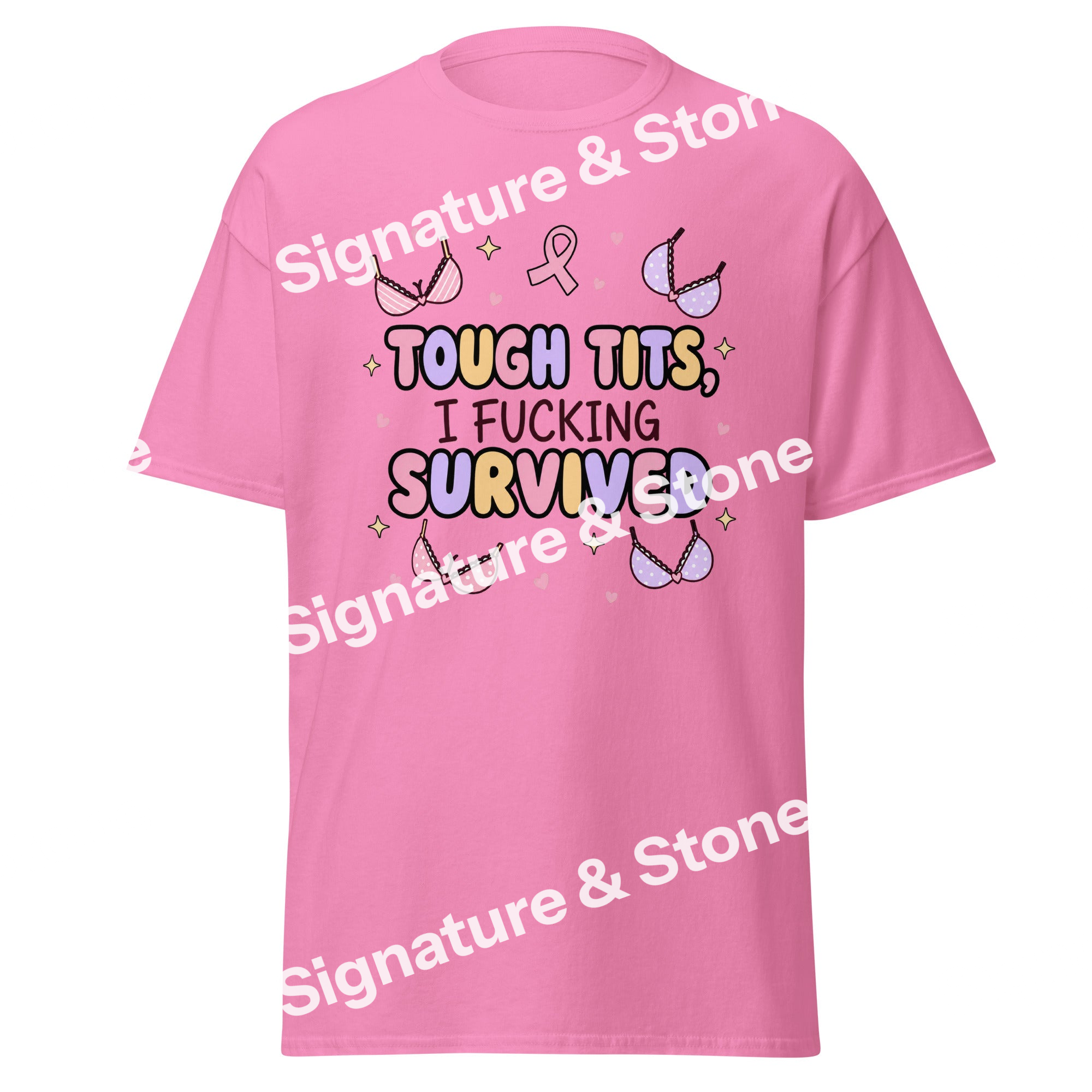 Tough Tits I Fucking Survived Funny Breast Cancer Survivor T Shirt