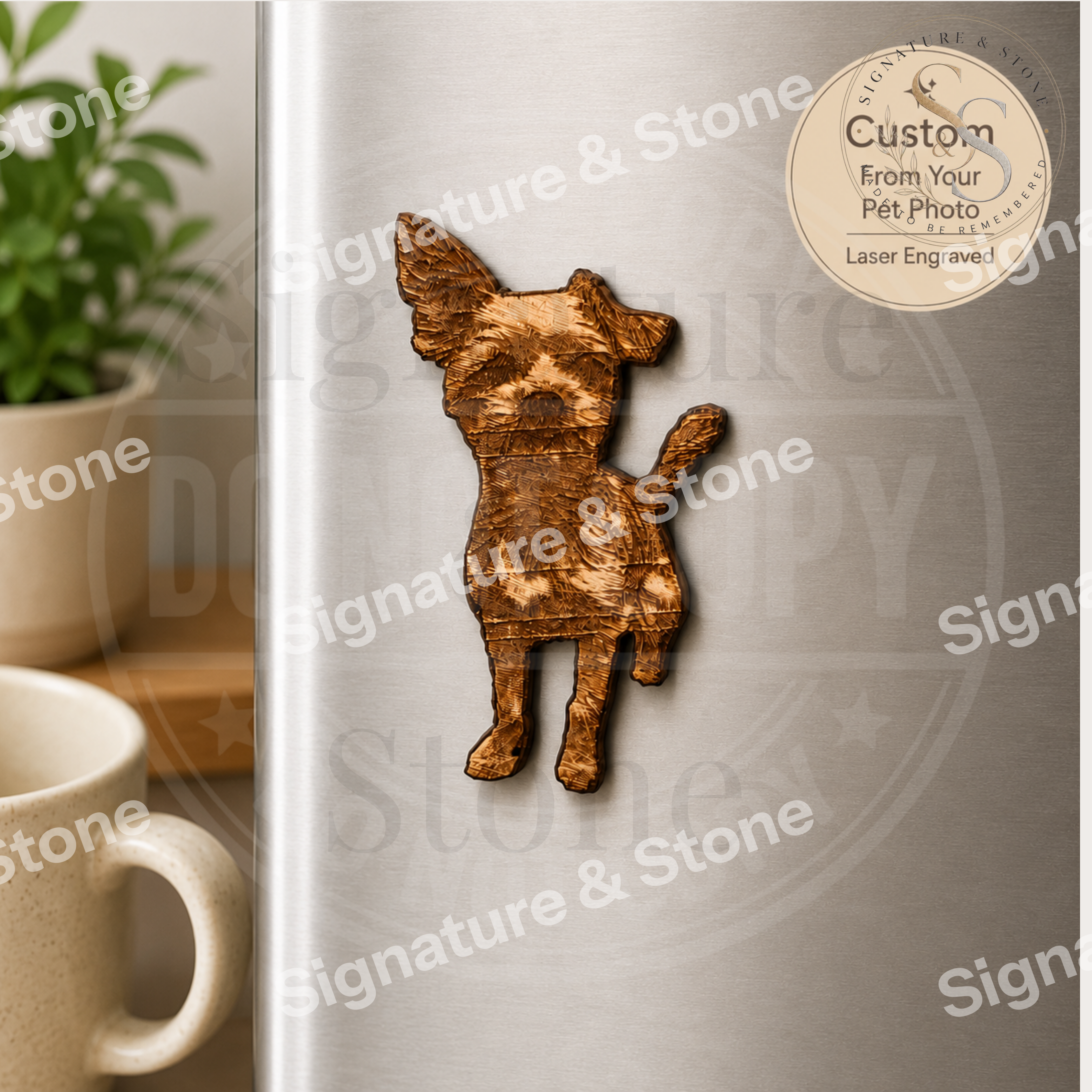 Custom Pet Fridge Magnet, Engraved Wooden Pet Magnet, Personalised Gift
