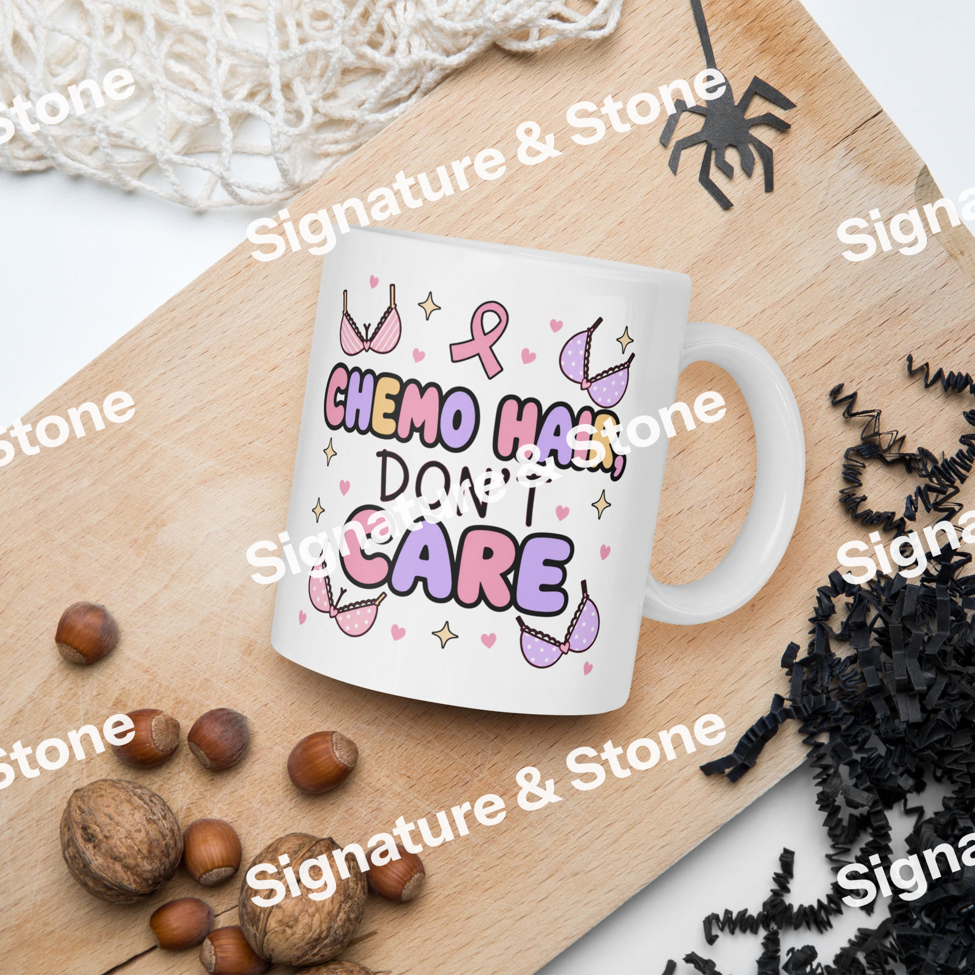 Watermarked - Chemo Hair Don't Care Breast Cancer Survivor Coffee Mug
