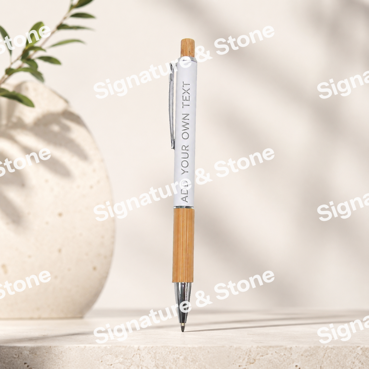 Personalised Engraved Bamboo Ballpoint Pen | Custom Name Pen | Eco Friendly Gift