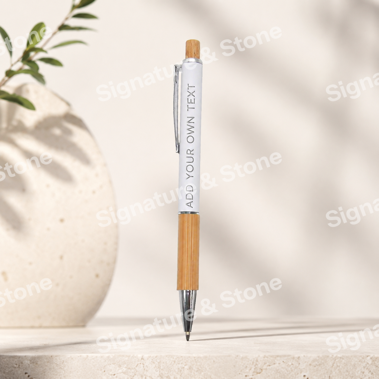 Personalised Engraved Bamboo Ballpoint Pen, Custom Name Pen, Eco Friendly Gift