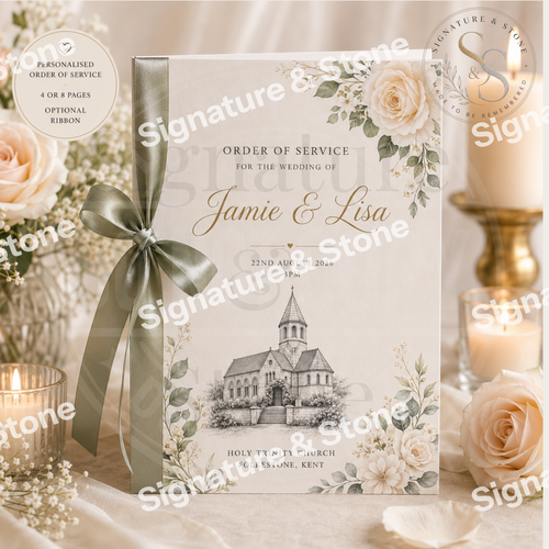Personalised Wedding Order of Service Booklet, Custom Ceremony Program, 4 or 8 Pages