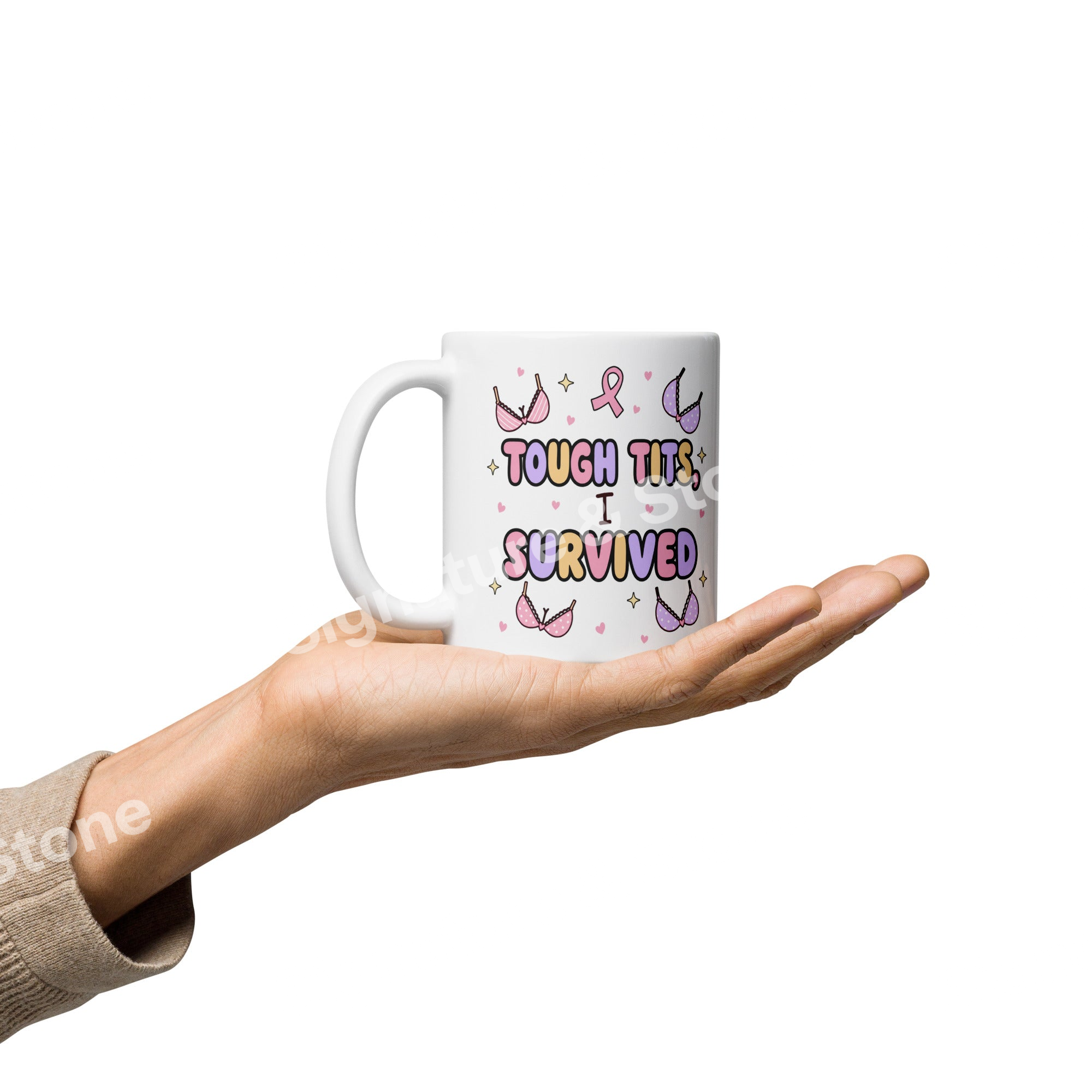 Watermarked - Touch Tits I Survived Breast Cancer Survivor Coffee Mug