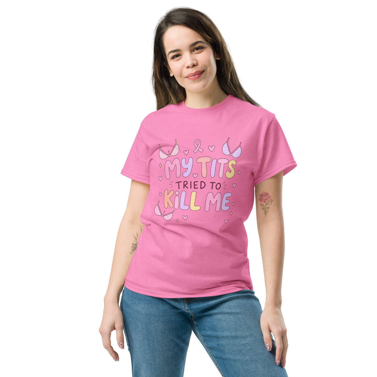 My Tits Tried to Kill Me Breast Cancer Awareness Funny Survivor T Shirt