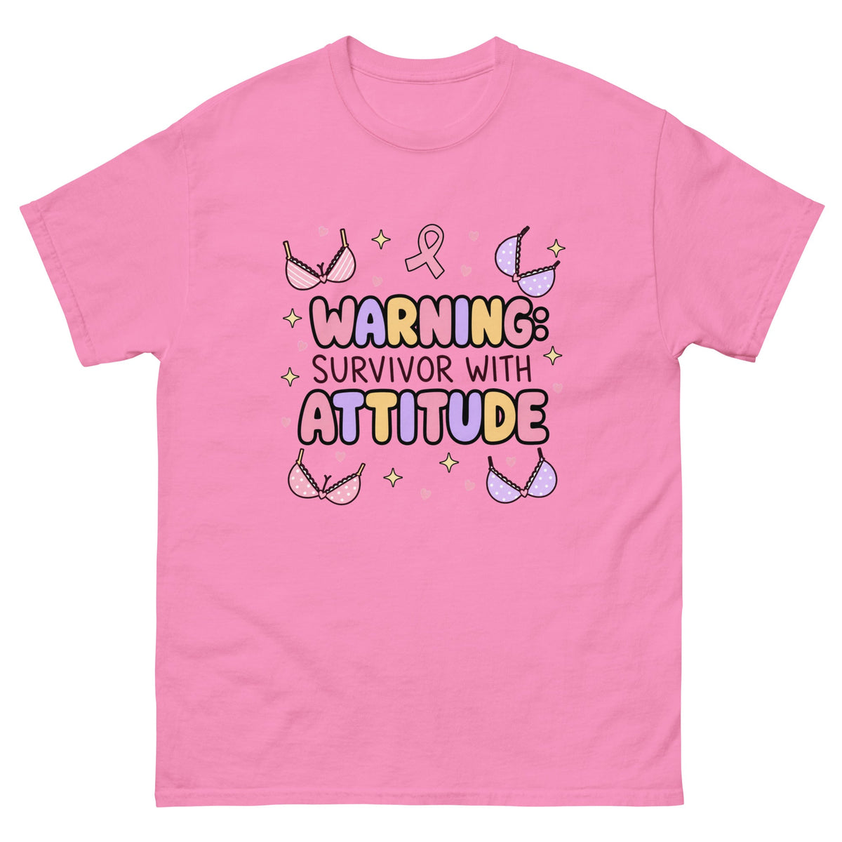 Warning Survivor With Attitude Funny Breast Cancer Survivor T Shirt