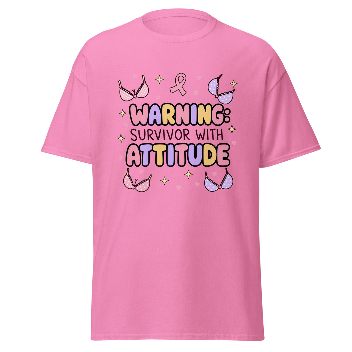 Warning Survivor With Attitude Funny Breast Cancer Survivor T Shirt