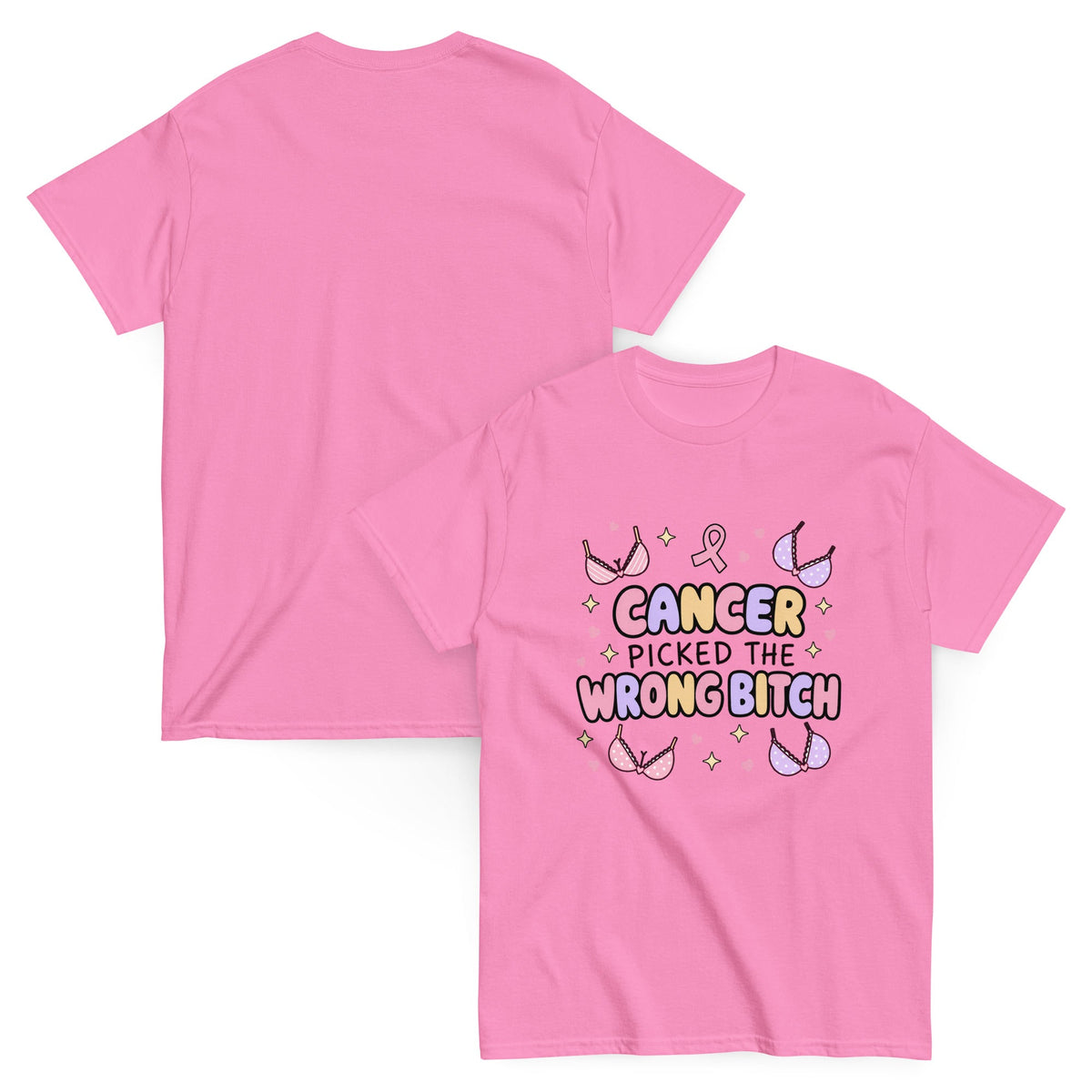 Cancer Picked the Wrong Bitch Funny Breast Cancer Survivor T Shirt