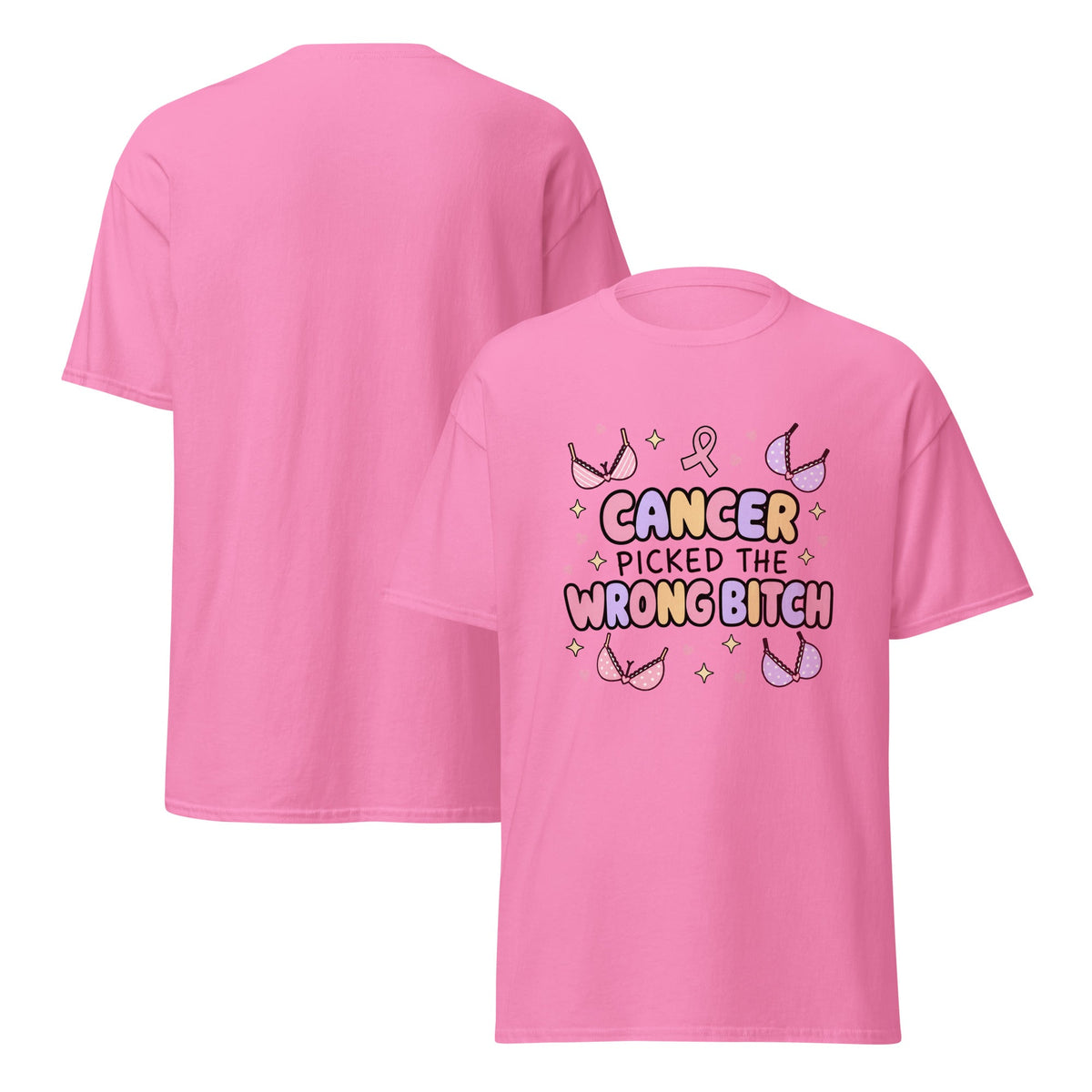 Cancer Picked the Wrong Bitch Funny Breast Cancer Survivor T Shirt