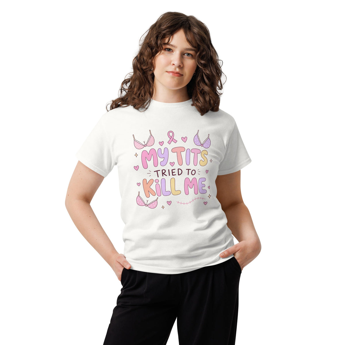 My Tits Tried to Kill Me Breast Cancer Awareness Funny Survivor T Shirt