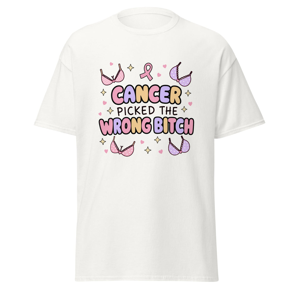 Cancer Picked the Wrong Bitch Funny Breast Cancer Survivor T Shirt
