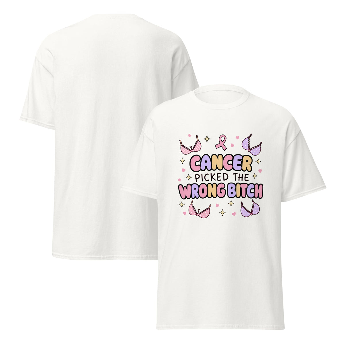 Cancer Picked the Wrong Bitch Funny Breast Cancer Survivor T Shirt